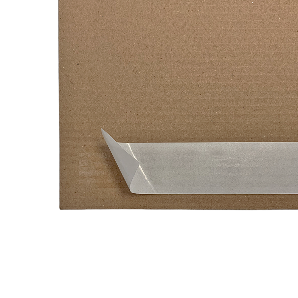 Peel and seal tape on brown test e flute